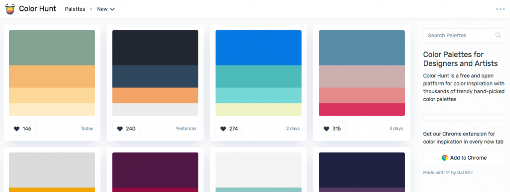 Color Palettes for Designers and Artists - Color Hunt