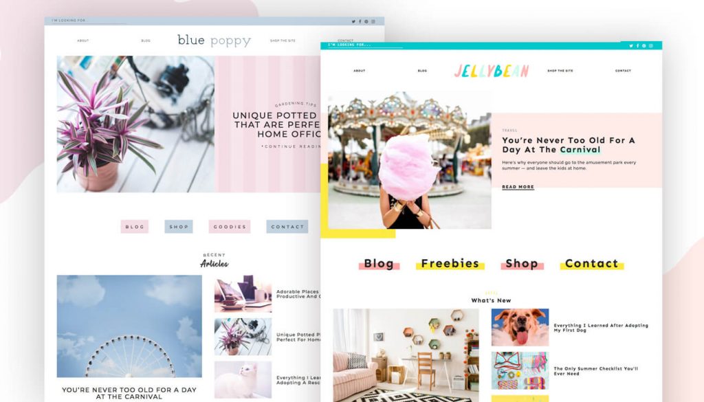 Wordpress simple themes, Blue Poppy and Jelly Bean. Both themes are made for bloggers who just need a simple WordPress blog.