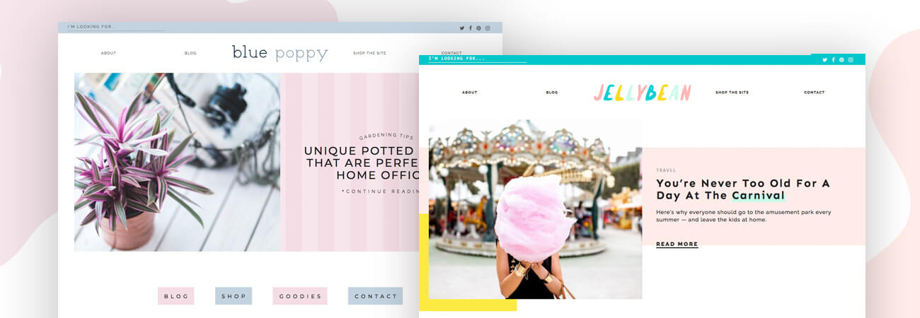 Wordpress simple themes, Blue Poppy and Jelly Bean. Both themes are made for bloggers who just need a simple Wordpress blog.