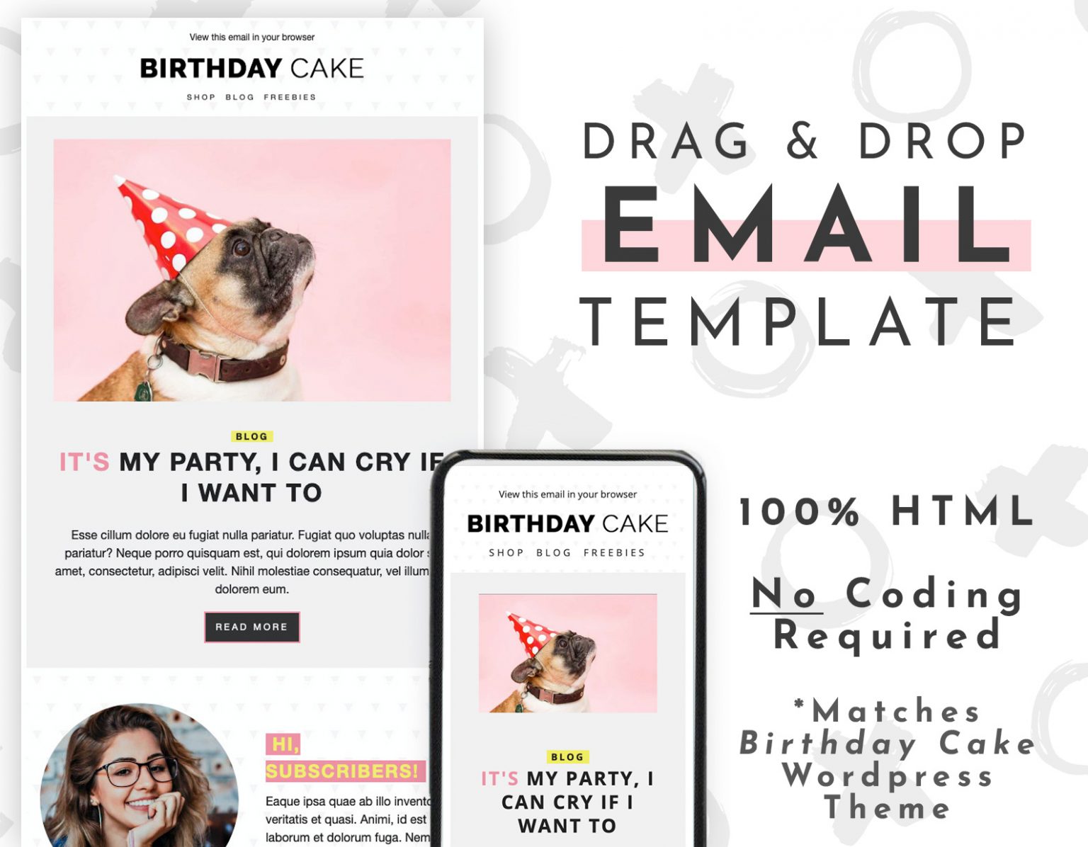 Editable Email Template (Birthday Cake) Little Theme Shop