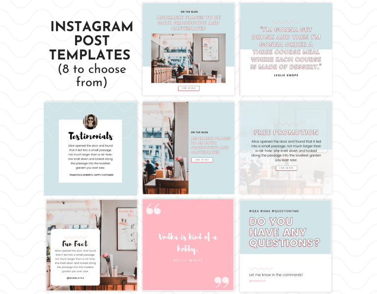 Instagram Template Pack (Bubble Tea) | Little Theme Shop