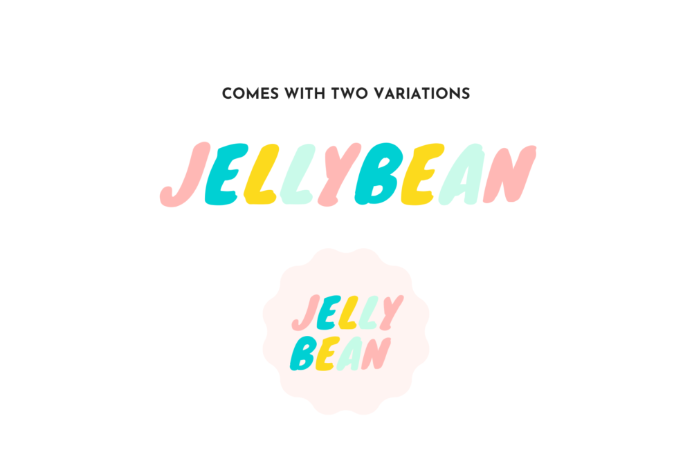 Cute logo template for Canva. This logo template matches the Jelly Bean themes sold in our Etsy store. A shot of the logo's two variations.