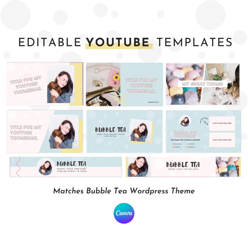 Bubble Tea YouTube Branding Kit | Little Theme Shop