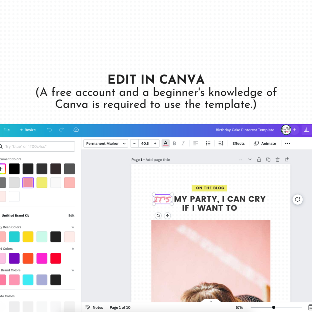 Easily edit Birthday Cake Pinterest templates in Canva. A basic knowledge and a free account is required.