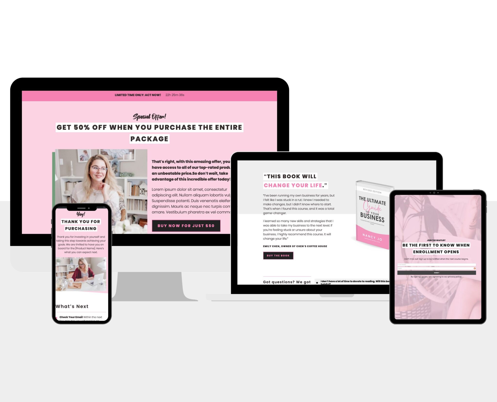 Pink Sales Funnel Templates for Wordpress
