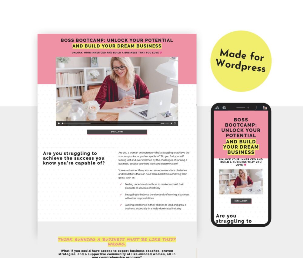 Birthday Cake Course Sales page template for Wordpress