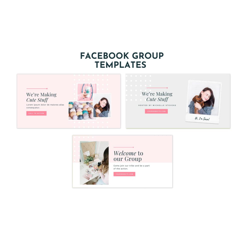 Professional Facebook templates for Canva! These cute, professional Facebook group templates match the Fairy Boss Wordpress theme (not included).